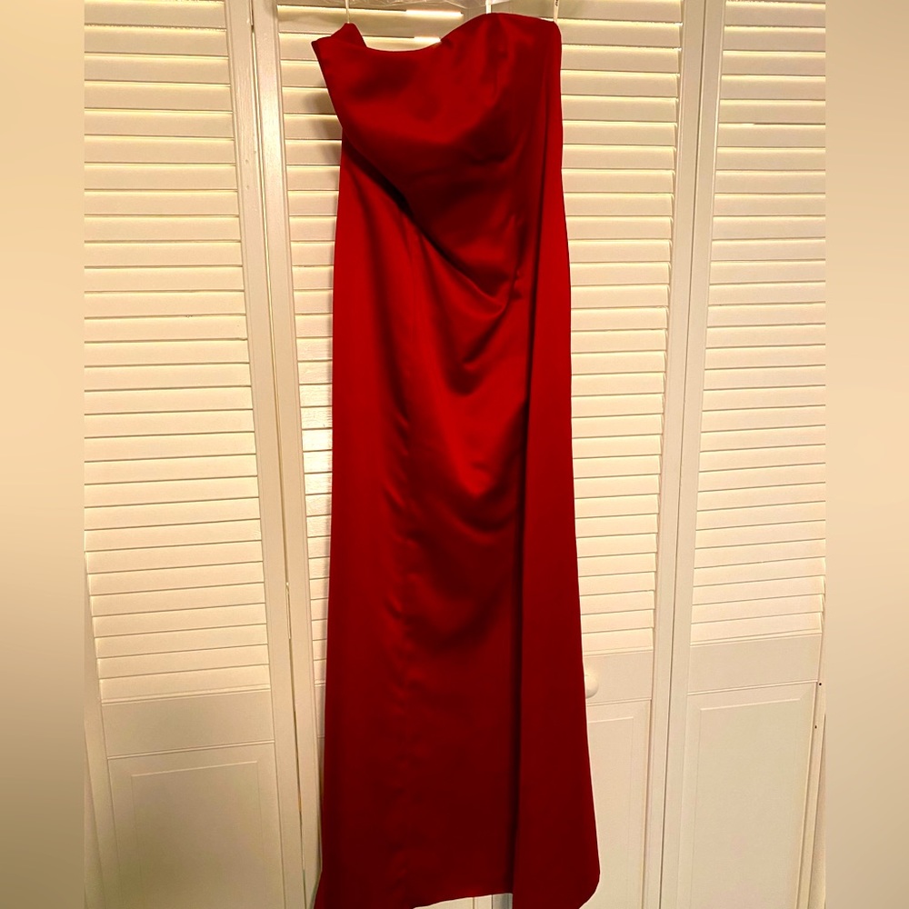 Red strapless bridal dress from David’s Bridal, size 8